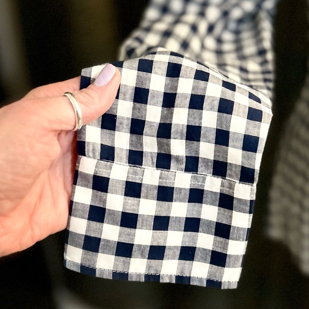 J. Crew Navy and White Gingham Button-Front Shirt - Picture 6 of 12